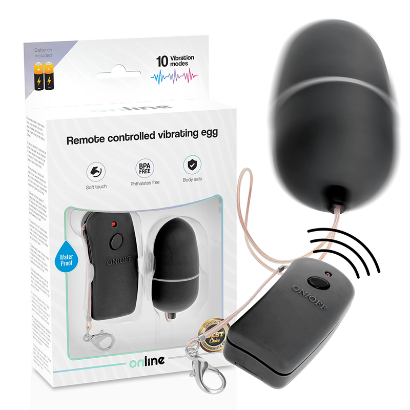 Online - Oeuf Vibrant Avec Télécommande Noire
